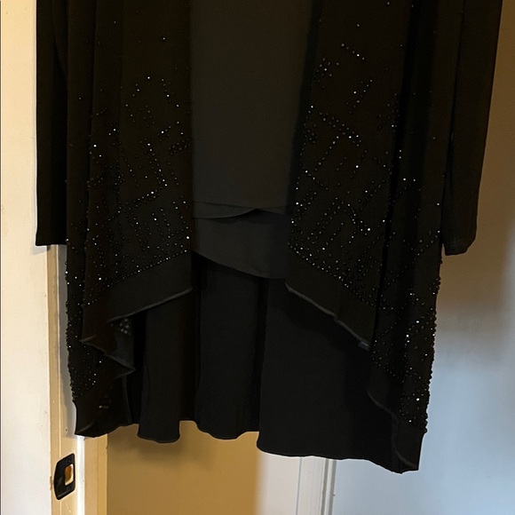 Elegant Black Cardigan and matching sleeves top with Embellishments.  Holiday ! - Picture 8 of 10